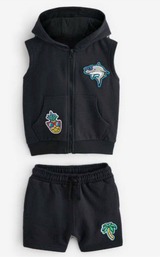 Hoodie Gilet and Shorts Set